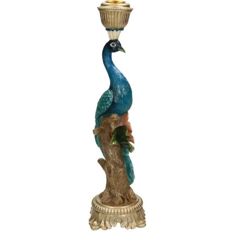 Vintage Style Peacock Candleholder L - H29x10x10cm - Polyresin